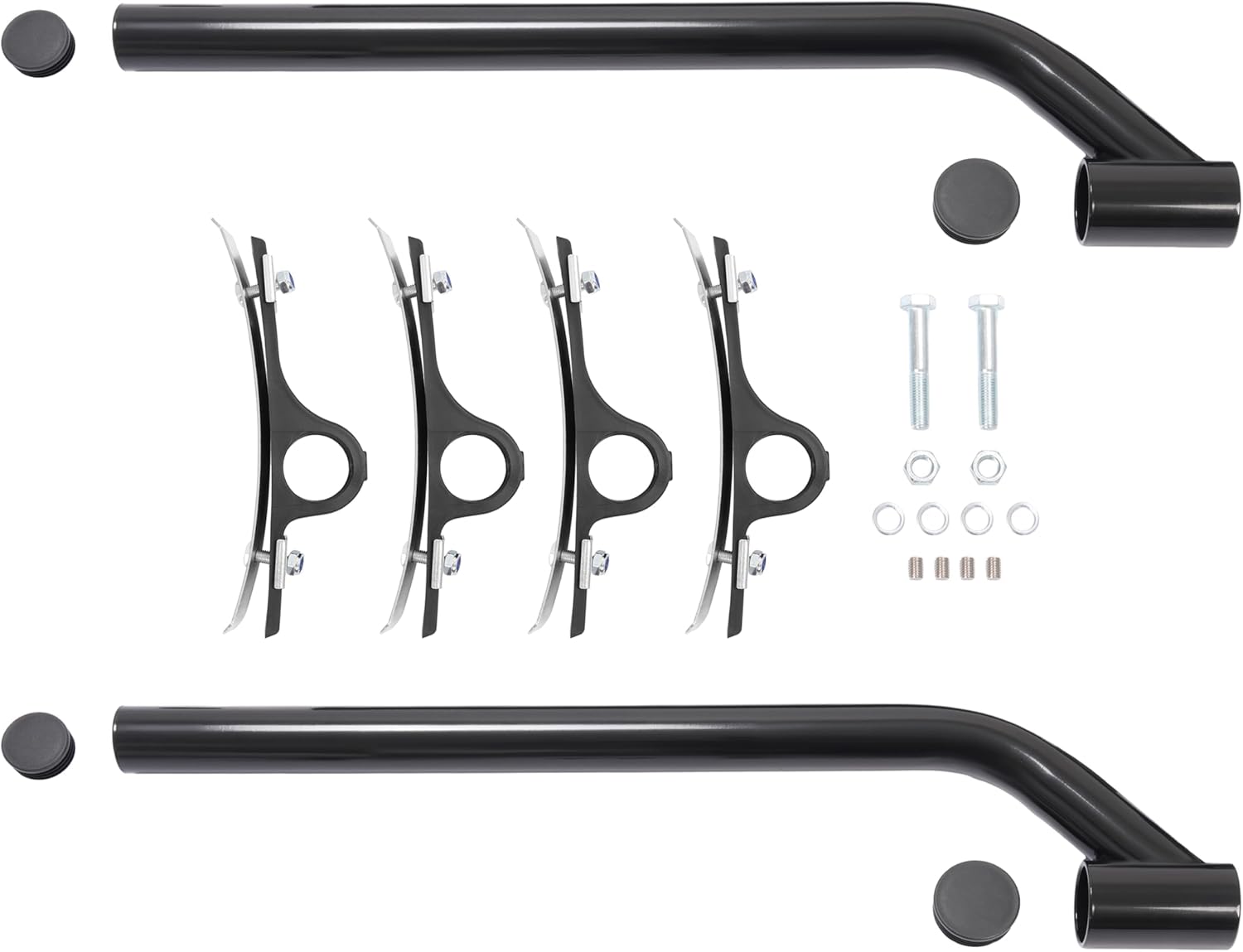 KUAFU Poly Fender Mounting Kit for Dump, Garbage, Work, Utility Trucks - 5" Offset, Replacement for 8590195 8590245 8591000 Powder Coated Black Steel Nylon, 2 Packs