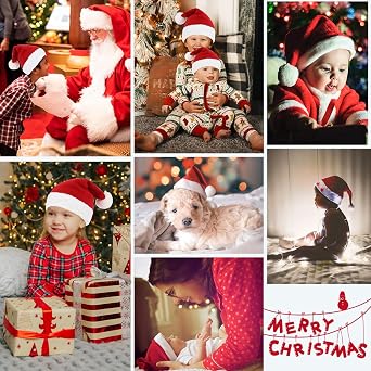 American Trends Baby Santa Hat - Kids Unisex Red Velvet Christmas Hat - for Xmas, New Year, Party Decoration