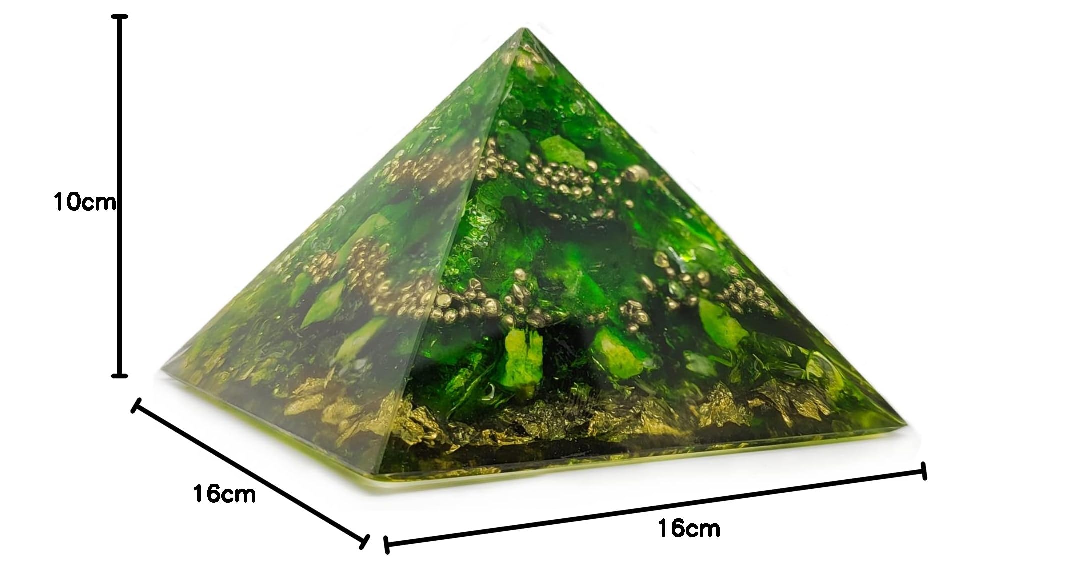 Grande orgonite piramide di cristallo primaverile – grande orgono spirituale cristallo con pietre preziose | opale verde | peridoto | avventurina [XXL 16 cm)