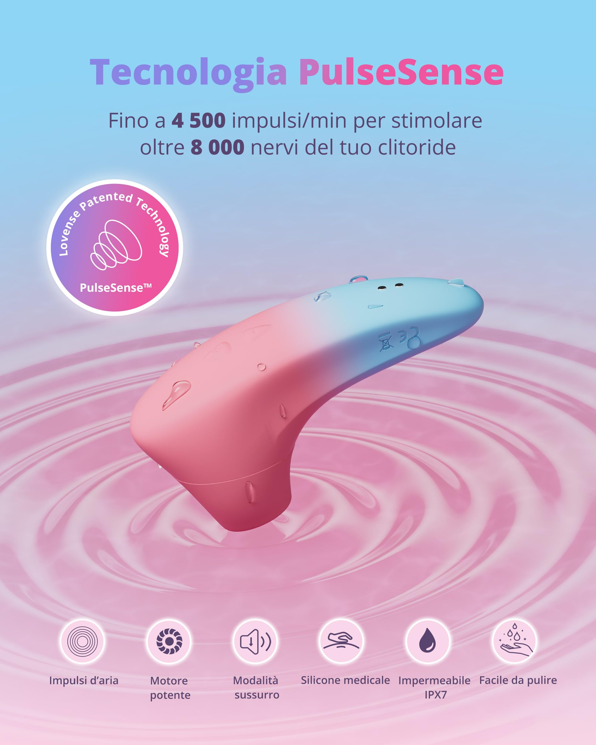 LOVENSE Tenera 2 PulseSense Vibratore a Succhiare, Stimolatore Clitorideo a Suzione Controllato tramite App, Vibratori per Clitoride e Capezzoli, Giocattoli Sessuali per Adulti