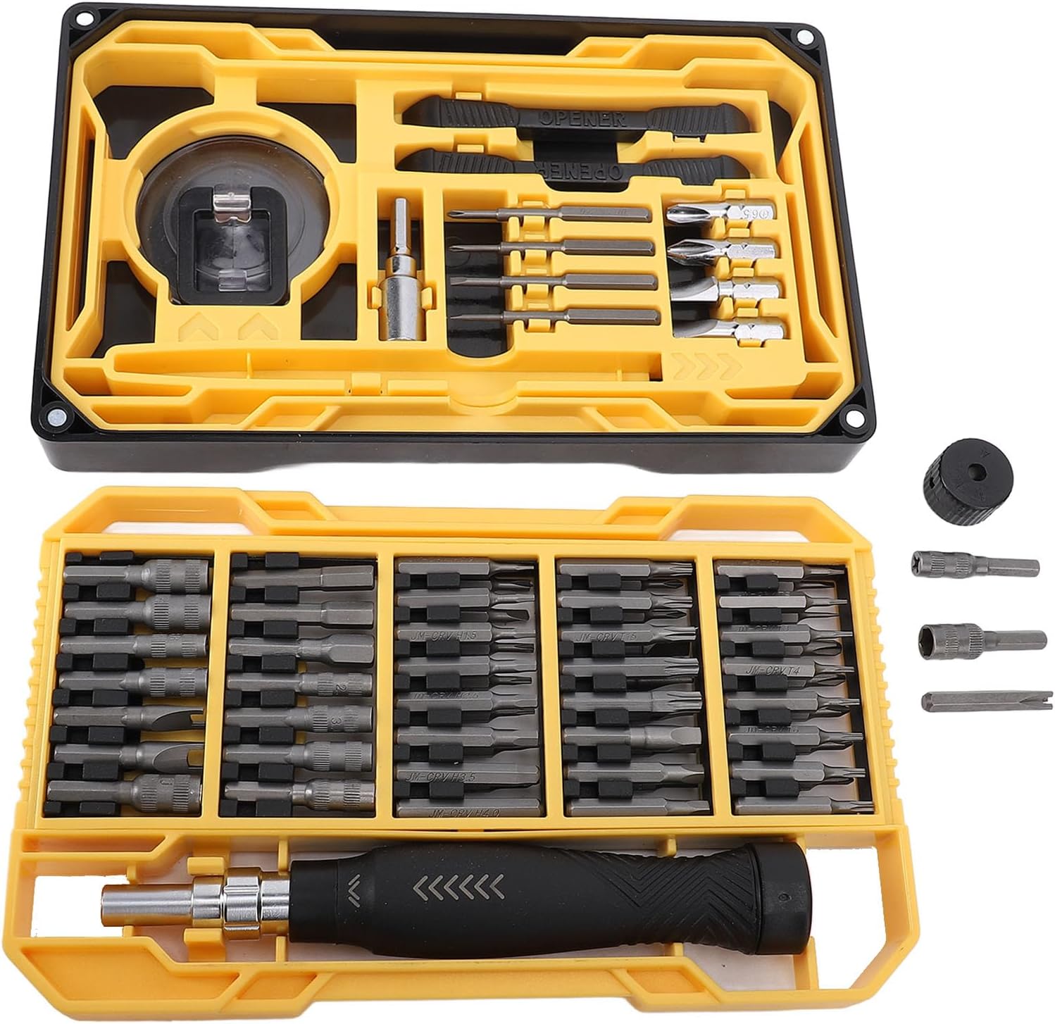 Luocute Bit Set, 74 Pieces Repair Devices with Flexible Shaft, Magnetic Tip and Rotating Handle for Smartphone, PC, Laptop, 360° Rotating Tip