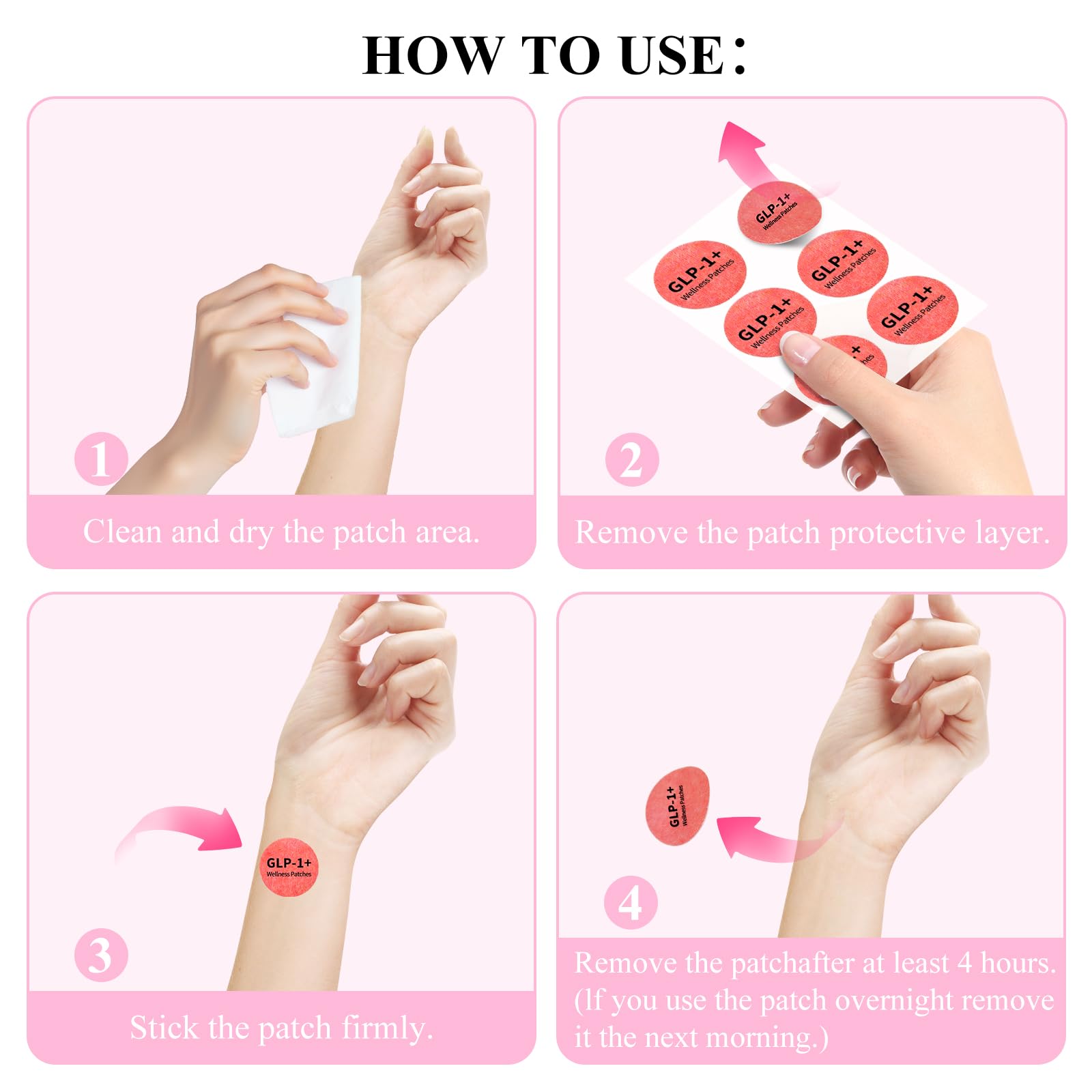 GLP-1 Patch - Natural Ingredients,8-Hour Long-Lasting Formula Support,Suitable for Men and Women's Body Care Patches,Can be Applied to Various Parts of The Body (60PCS)