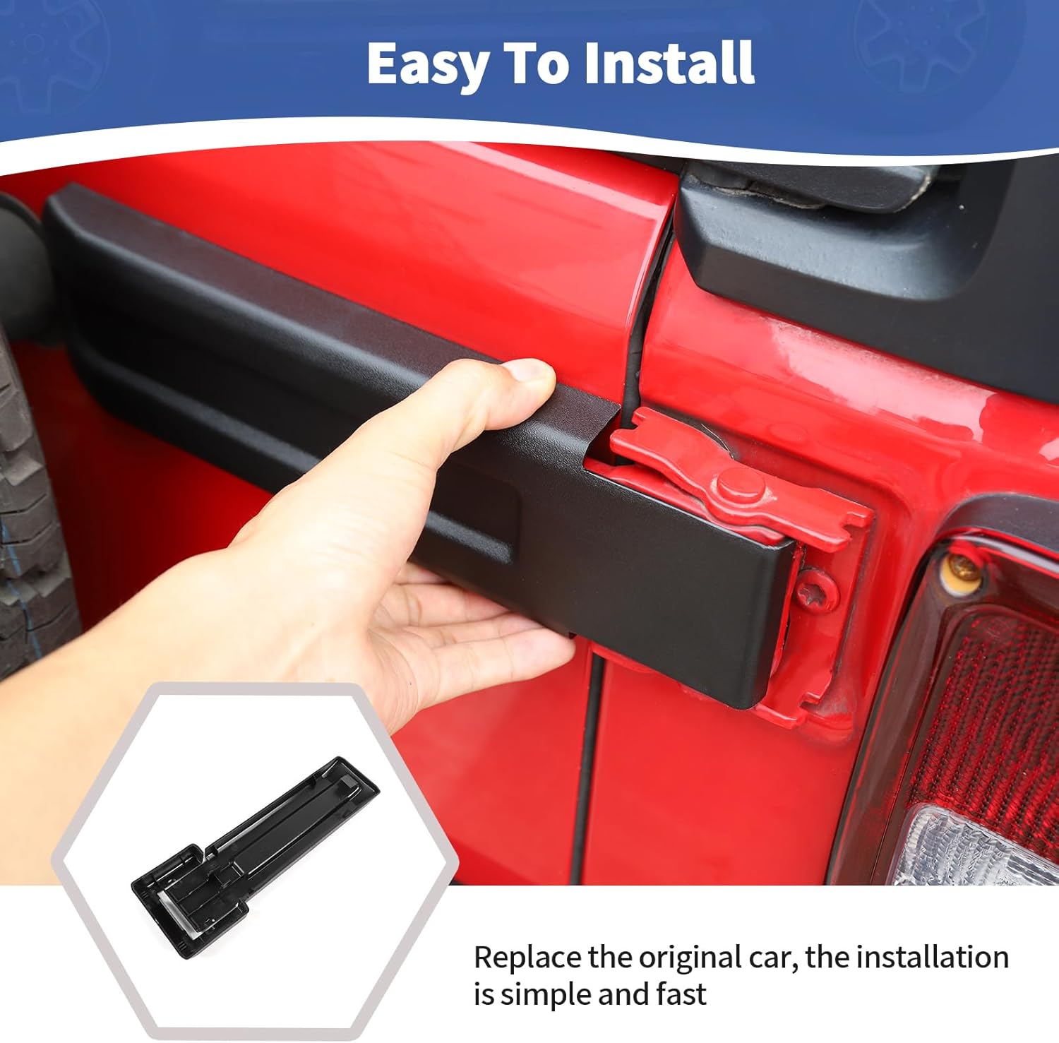 RT-TCZ for Jeep JK Tailgate Hinge Cover Original Replacement for Jeep Wrangler JK JKU 2007-2017 Black Exterior Accessories 2pcs