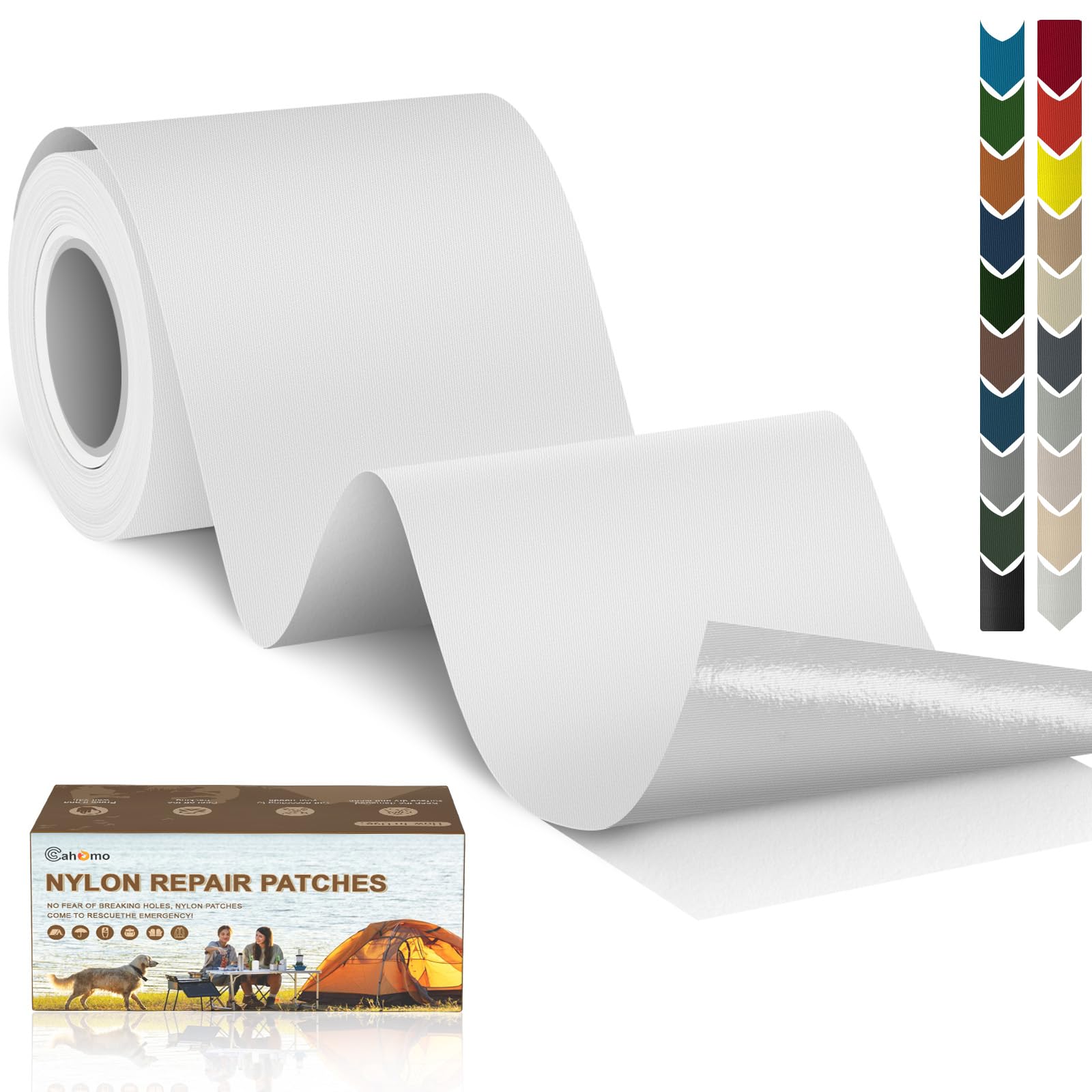 Cahomo 3x79 Nylon Repair Patch Nylon Repair Tape Self Adhesive Fabric Tapes Outdoor Camping Gear Fabric kit for Tent, Umbrella, Down Jackets, Sleeping