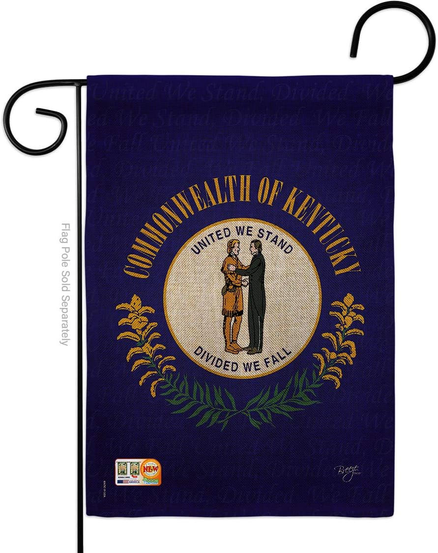 Kentucky Burlap Garden Flag Americana States USA American Territories Republic Country Particular Area Small Decorative Gift Yard House Banner Double-Sided Made In 13 X 18.5