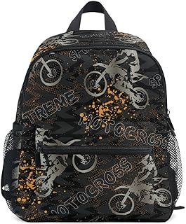 Fisyme Toddler Backpack Motorcycle Vintage School Bag Kids Backpacks for Kindergarten Preschool Nursery Girls Boys, S