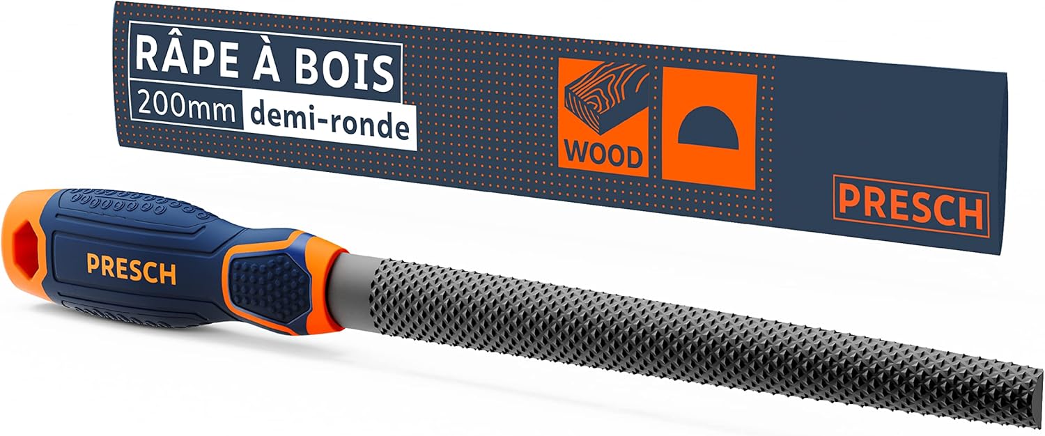 Presch Râpe à bois demi-ronde 200mm - Râpe de haute qualité avec taille