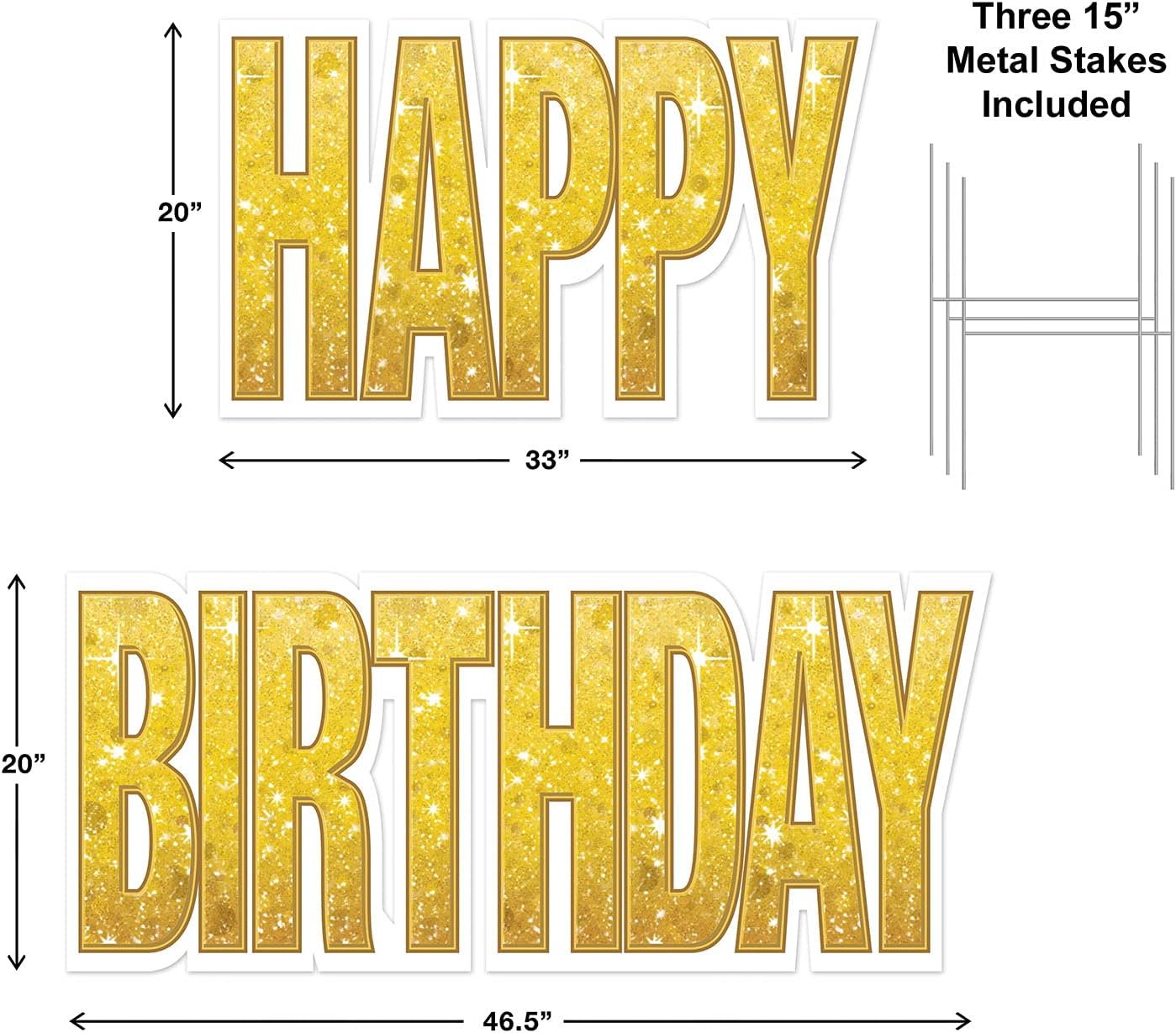 Beistle Plastic Jumbo Happy Birthday Yard Sign With Metal Stakes Outdoor Lawn Party Decorations