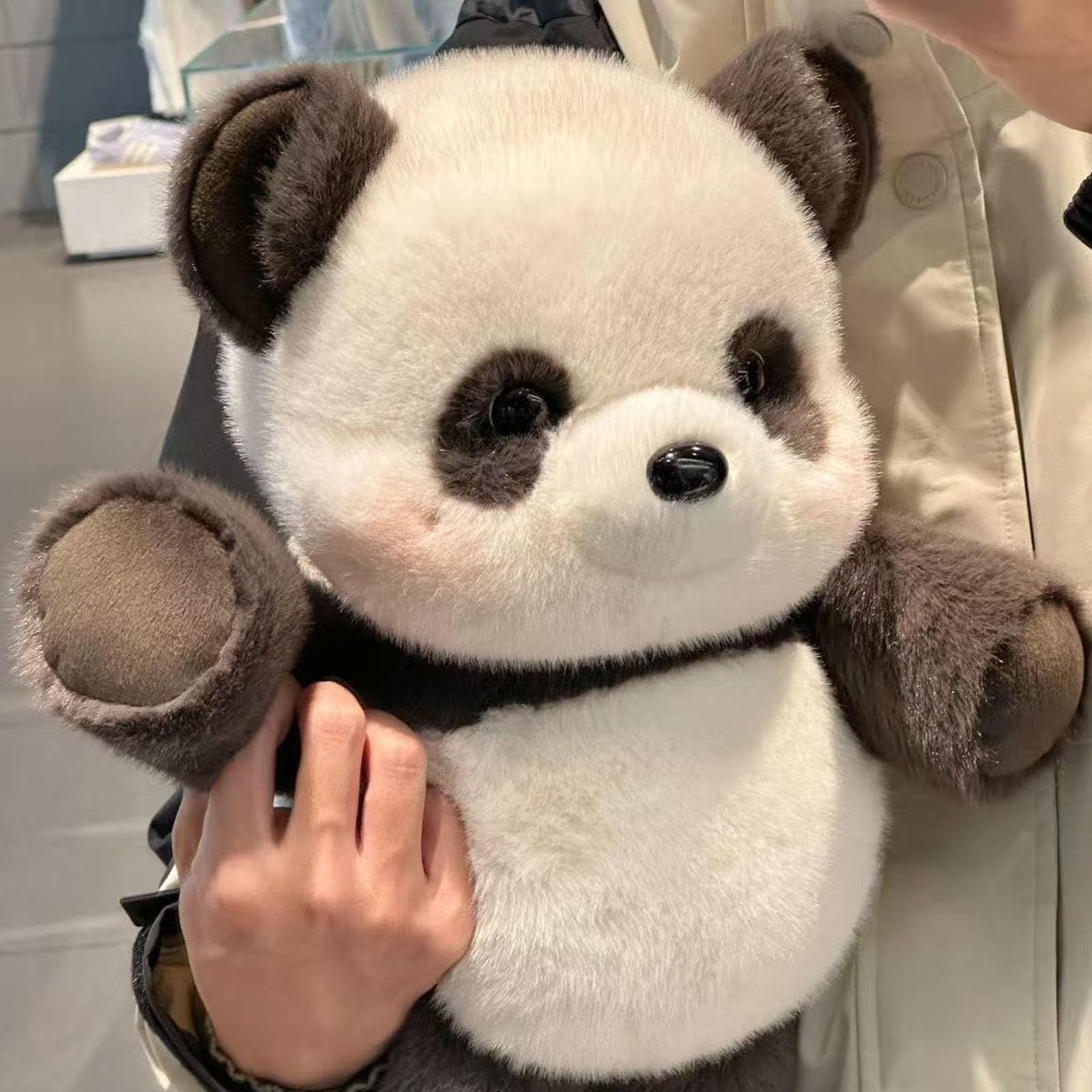 JORCEDI Running Plush Panda Soft Toy, Running Plushie Cuddly Giant Panda Plush Toy, Realisticpanda, Fluffy Soft For Stress Relief And Comfort, A Gift for All Ages (45cm,Grey)