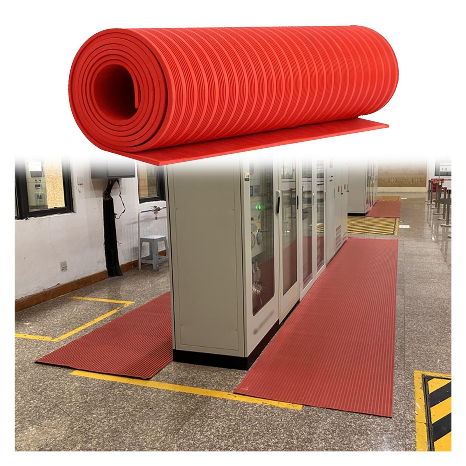 ZJKXJH Electrical insulating rubber mat 6/10/25/35kV Electrical Insulating Mat, High Voltage Electrical Safety Insulating Mat for Switchgear Rooms/Power Plants/Substations(Red,14ft x 3.3ft x 0.3in)