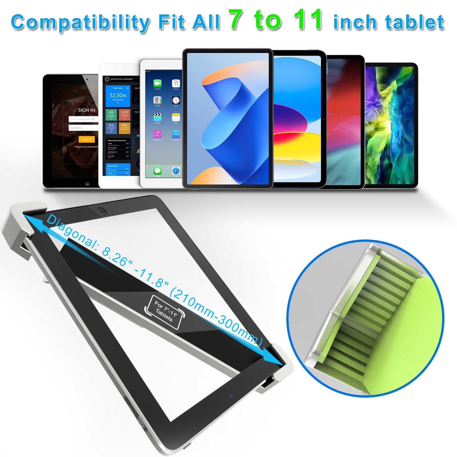 Soporte Tableta Mesa para 7-11" iPad, Aluminio Porta Quiosco Antirrobo de giratorio de 360° para tableta comercial POS con cerradura de Seguridad, para iPad 10th 9th 8th Gen iPad 10.9 10.2 9.7