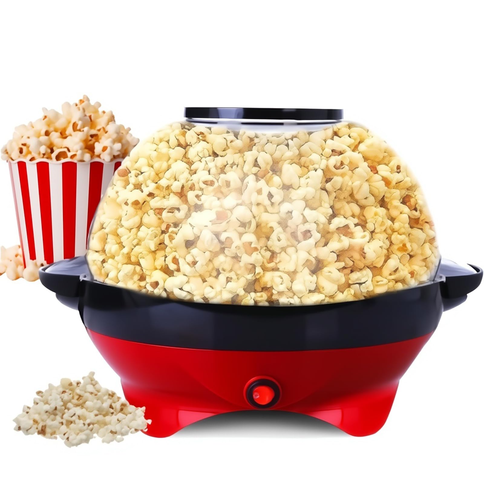 Macchina per Popcorn, Macchina per Popcorn da 5 Litri per la Casa, con Agitazione Elettrica con Zucchero e Olio, Rivestimento Antiaderente, Silenziosa e Veloce, per Feste, Serate