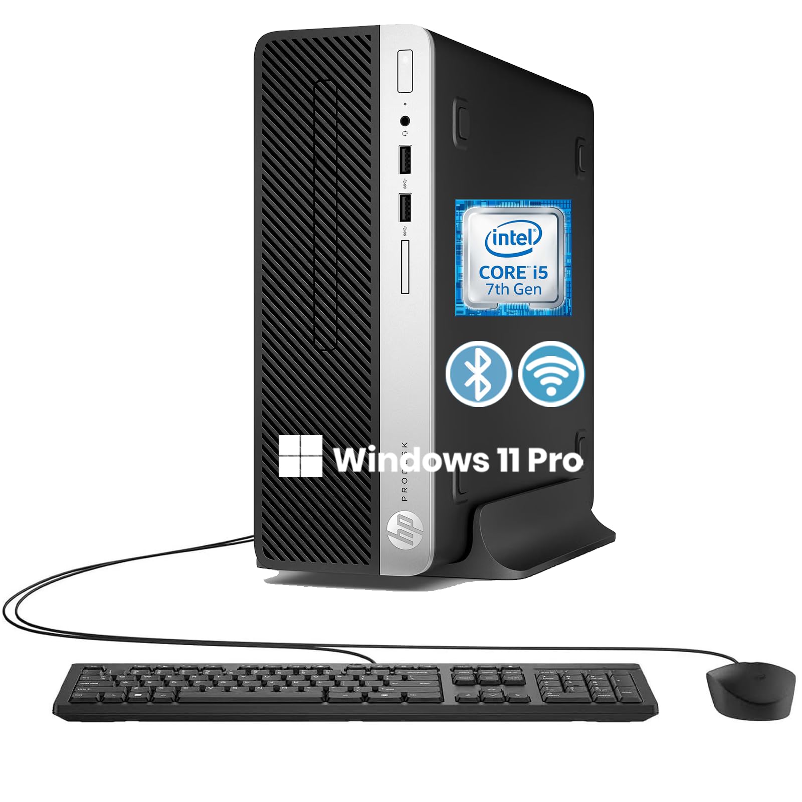HP ProDesk 400 G4 SFF Desktop PC Computer, Core i5-7500, 8 GB RAM, 256 GB HDD, Wi-Fi, Bluetooth, Wired Keyboard and Mouse, Windows 11 Pro (Renewed)