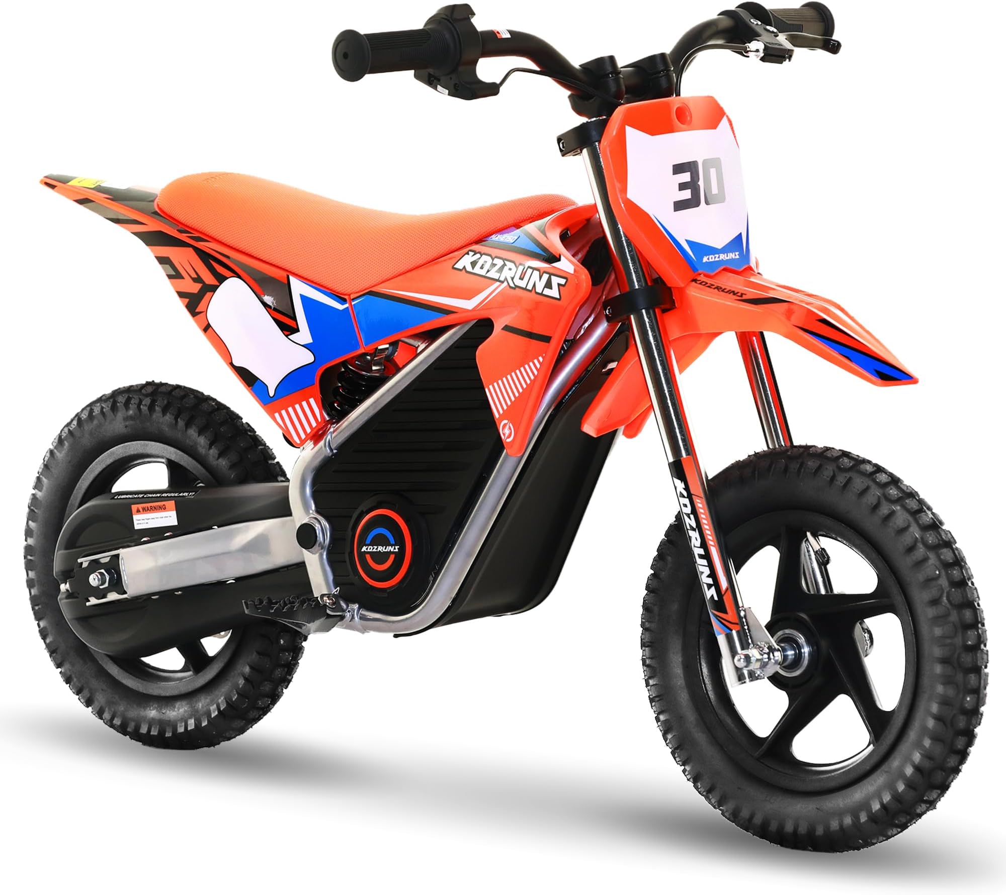 AIII Electric Dirt Bike for Kids 3-7, High Performance Racing Grade Motorcycle, Up to 8MPH, 2 Speed Settings, 12-Inch Off-Road Tires, Rear Disc Brakes & Advanced Shock Absorption, Orange