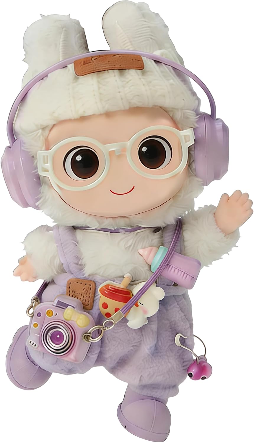 Christmas Clothes for LABUBU 17cm Doll (NO Doll) - 4 Set Handmade Crochet Holiday Outfit with Santa Hat, Top, Black Belt & Cute Pants Accessories (Santa Claus)
