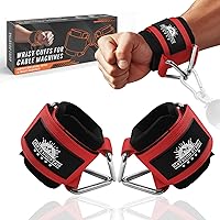 Vista 15 de Puños ajustables para muñeca de neopreno con correas acolchadas para equipos de entrenamiento de fuerza con máquinas de cable