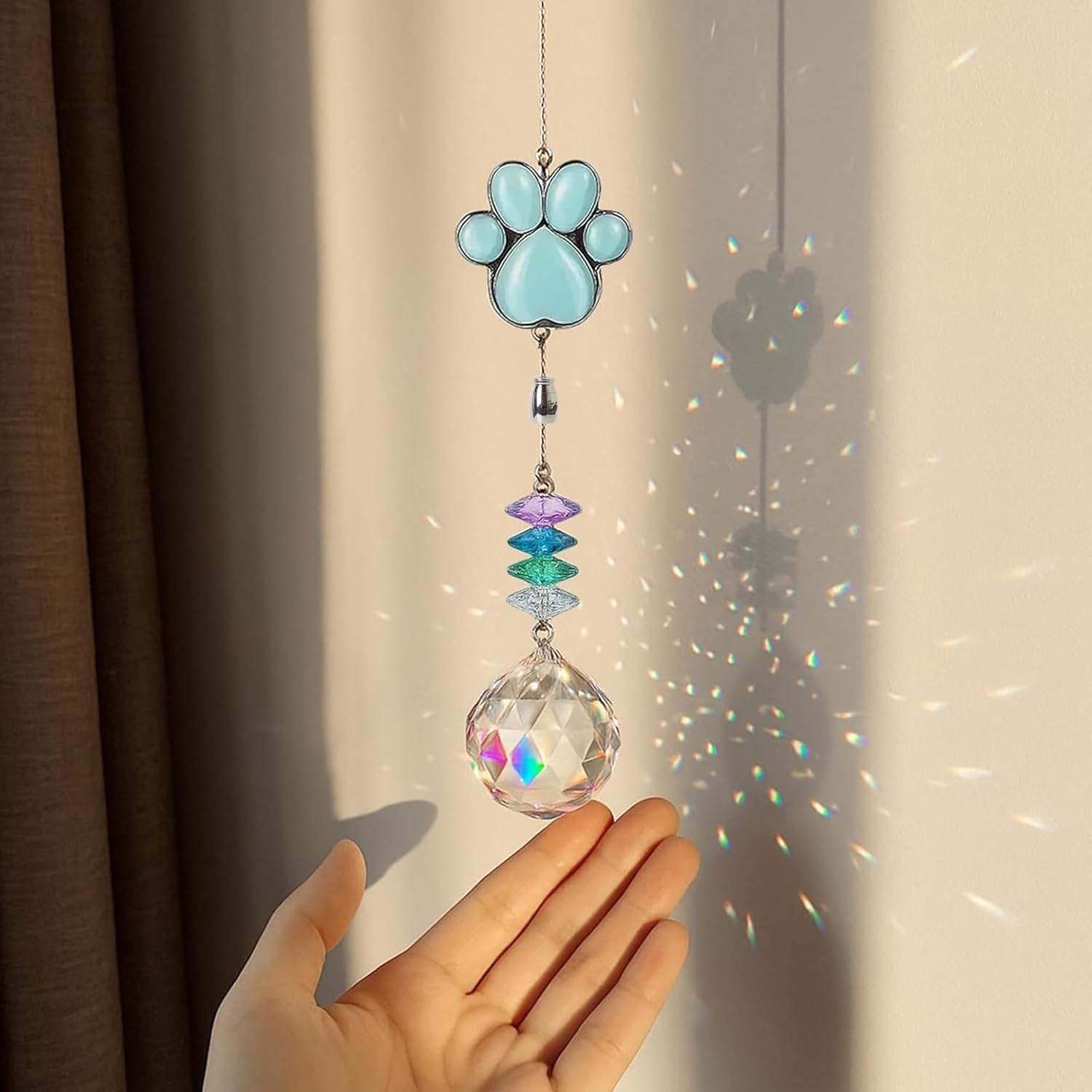 Paw Print Mini Urn for Pet Ashes,Tiny Cremation Keepsake urn Hanging Sun Crystal Catcher urns Small Pet Memorial Keepsake Urn for Loved Ones Pet Cremation Urn Suitable for Dogs Cats