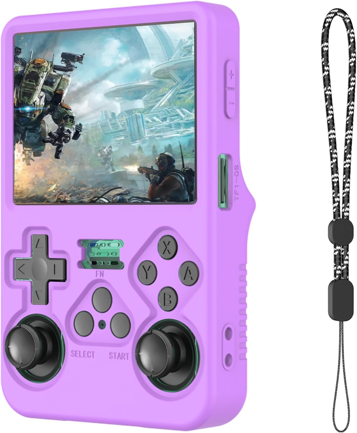 Silicone Case Compatible with R36S Handheld Game Console, Anti-Scratch, Washable, Shockproof Silicone Protective Cover for R36S with Lanyard - Purple
