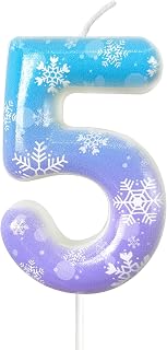 Blue Purple Digital Birthday Candle, Snowflake Digital Candle, Suitable for ice and Snow Themed Parties, Romantic Nights, Birthdays (5)