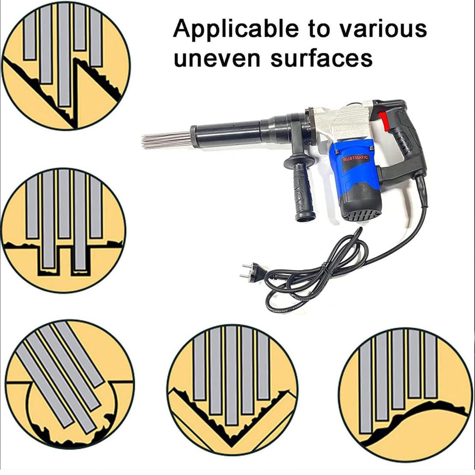 Herramienta Para Quitar ÓXido, Raspador De Agujas EléCtrico De Alta Potencia De 1100W, Raspador De Agujas De Grado Industrial, Para Quitar ÓXido, Escoria De Soldadura Y Pintura,110v