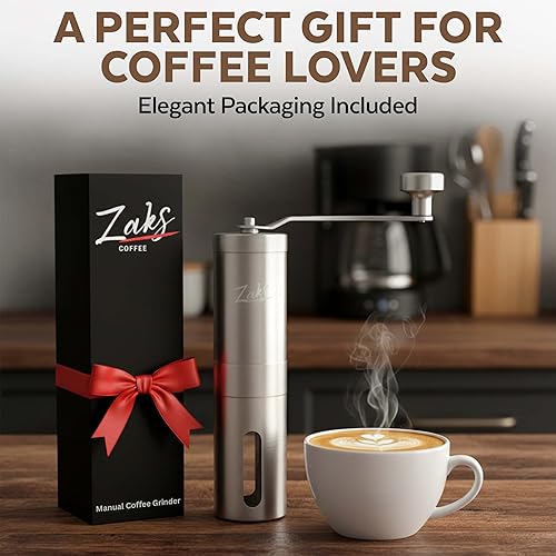 Miniatura 5 de ZaksCoffee - Molinillo de café manual con núcleo de acero inoxidable, molinillo de café de mano con 11 ajustes ajustables, mango y perilla