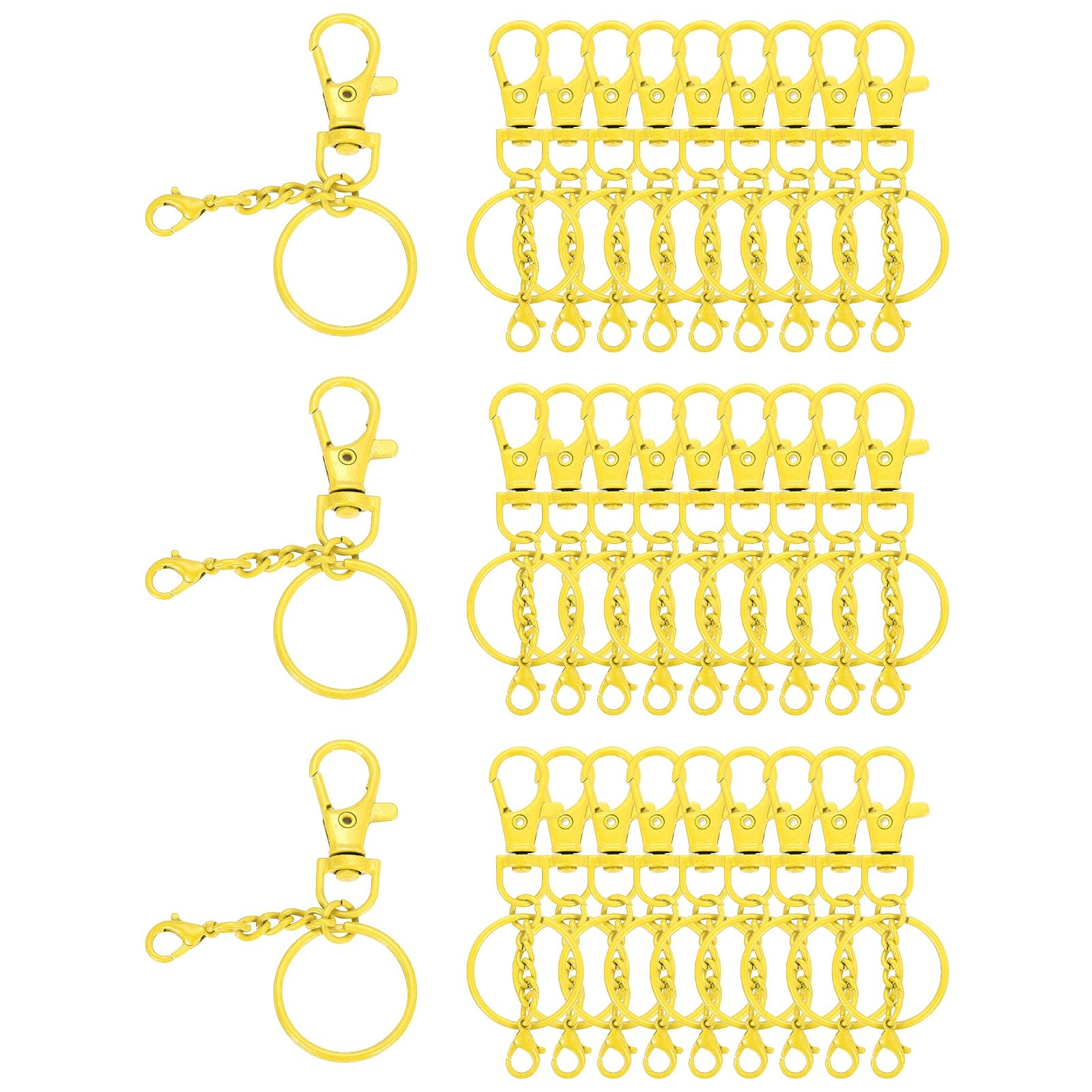sourcing map 30 Pcs Lobster Claw Clasps for Keychains, Swivel Lobster Claw Clasp Bulk Colorful Keychain Clip Hooks with Key Rings for Bag Purse Charm DIY Crafts, Yellow