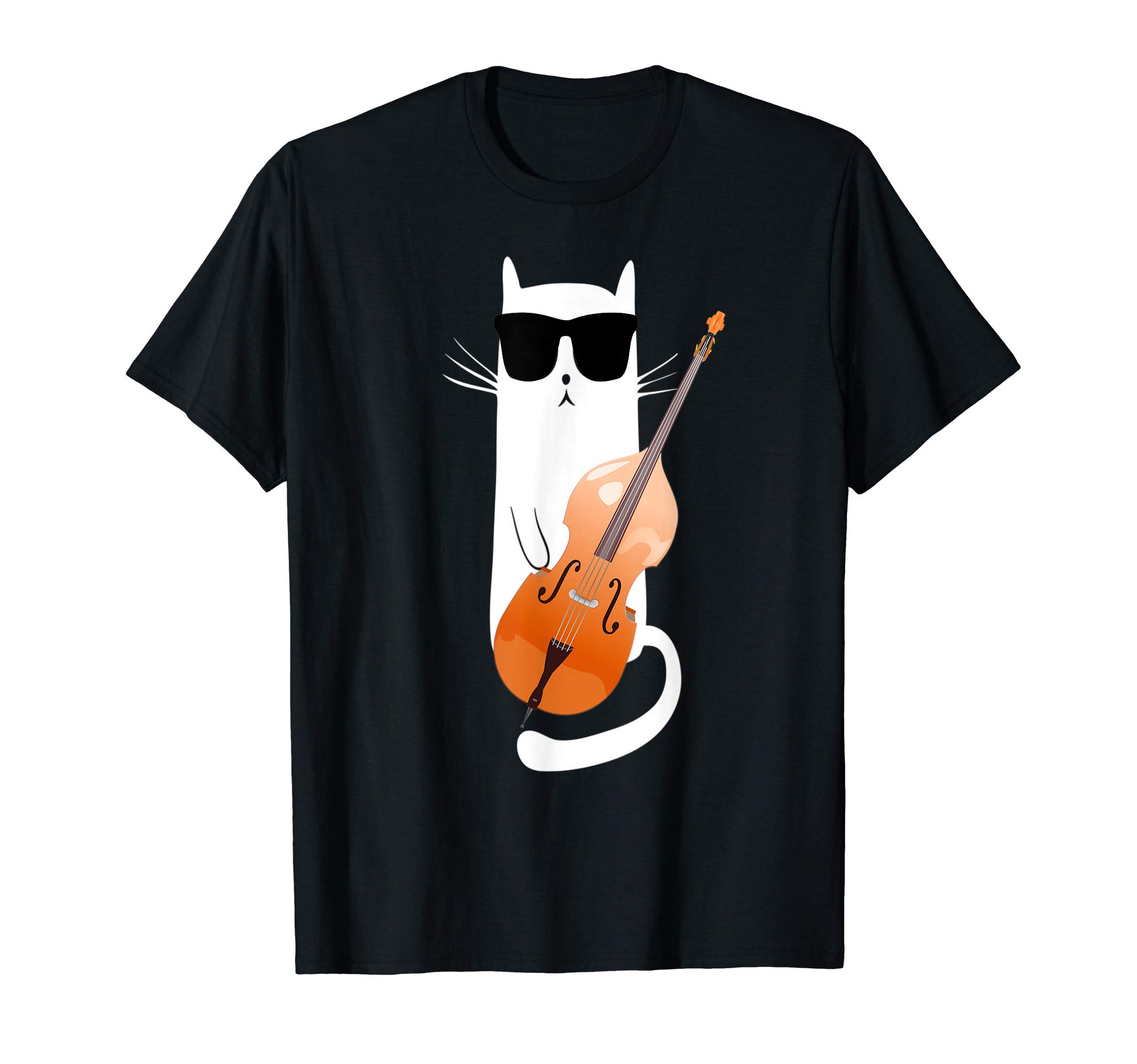 Funny Cat Wearing Sunglasses Playing Double Bass T-ShirtOEKO-TEX STANDARD 100