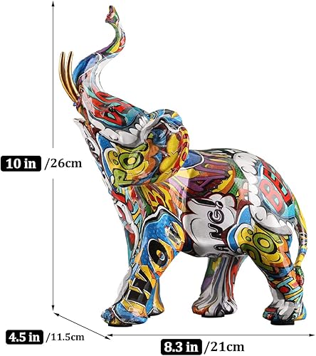 Miniatura 9 de Figuras abstractas de elefante azul grafiti, estatuas de elefante azul de grafiti de resina, decoración del hogar, estatua de elefante, adecuada