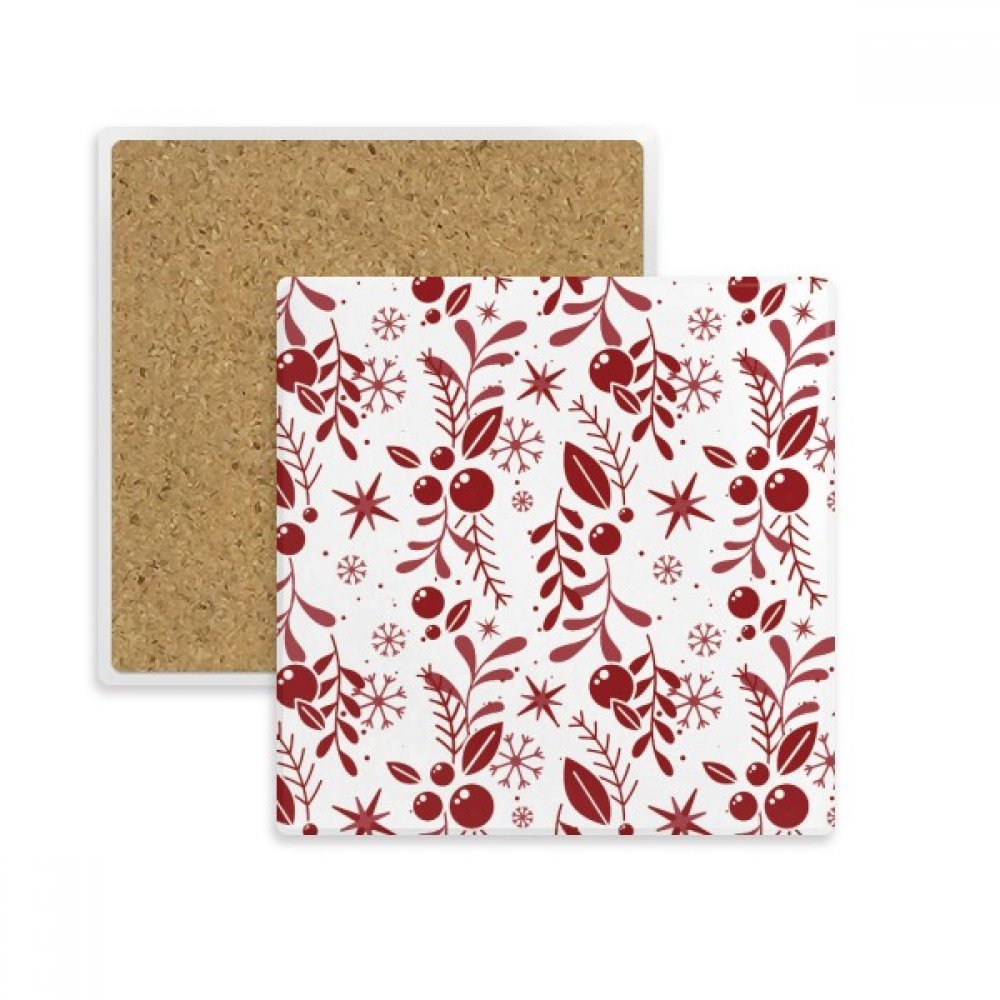 Coaster absorbant motif décoration de Noël rouge blanc carré pour tasse et verre