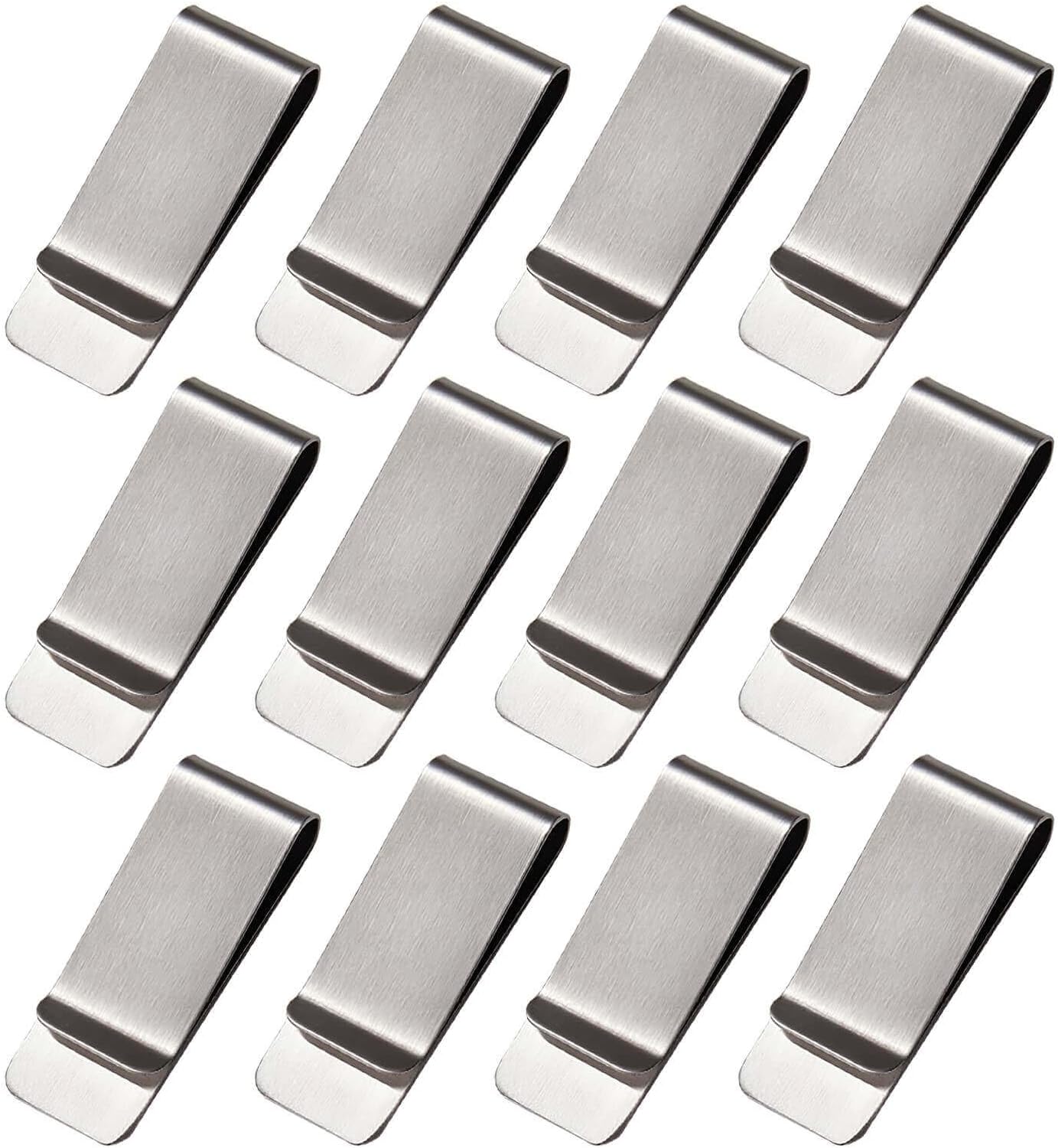 Mvwarj12-Pack Stainless Steel Money Clips Slim Bulk