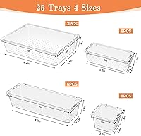 Vista 2 de 25 PCS Plastic Drawer Organizer Set, 4-Size Versatile Organizer Trays & storage Bins for Makeup, Jewelry, and Gadgets in Bathroom, Bedroom and
