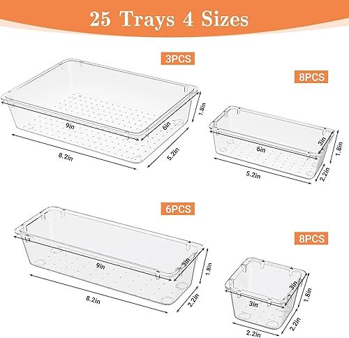 Miniatura 2 de 25 PCS Plastic Drawer Organizer Set, 4-Size Versatile Organizer Trays & storage Bins for Makeup, Jewelry, and Gadgets in Bathroom, Bedroom and