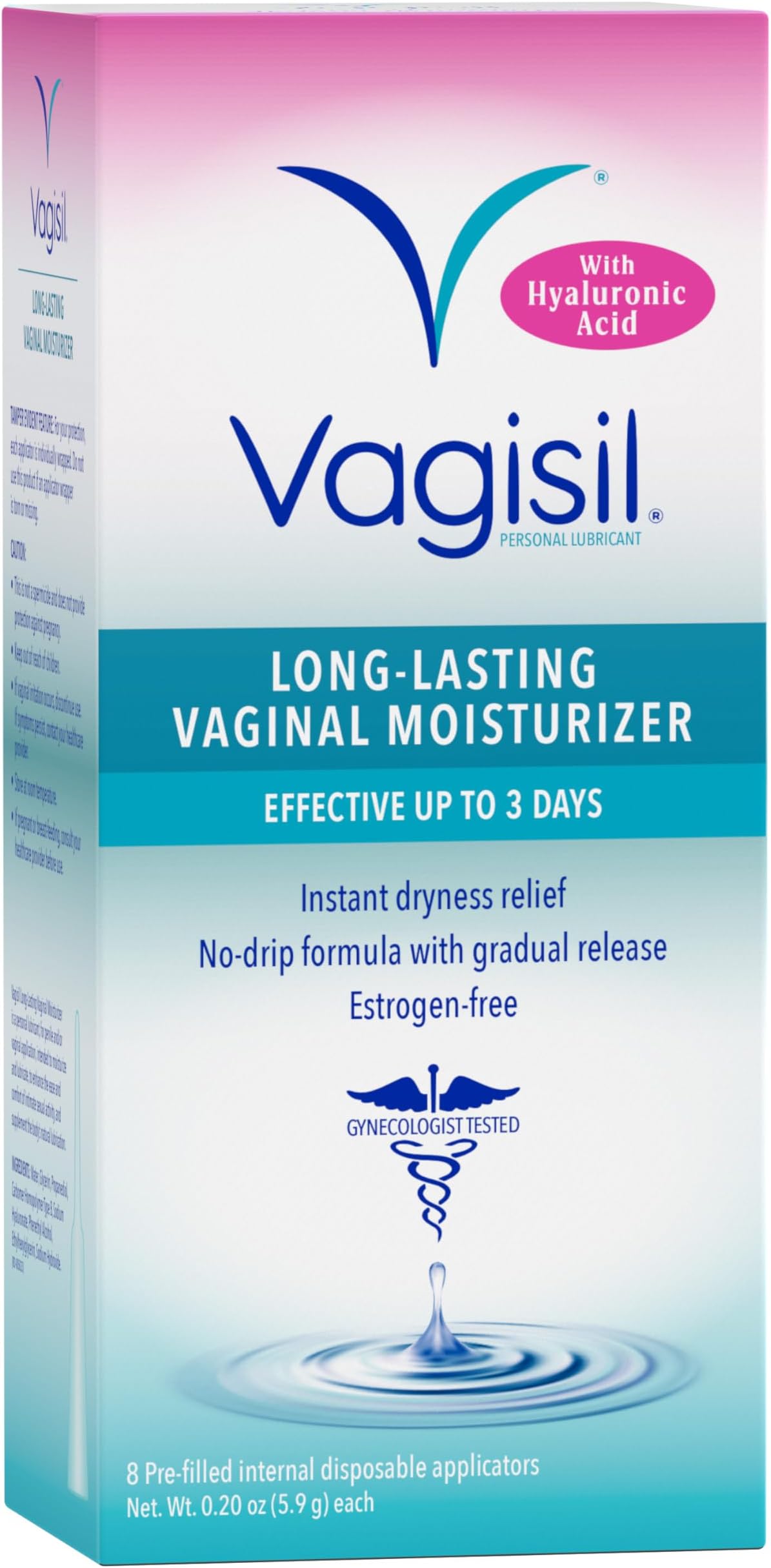 Vagisil Prohydrate Internal l Moisturizer, Gel & Lubricant for Women, Gynecologist d, 8 Count- Pack of 1 (Packaging May Vary)