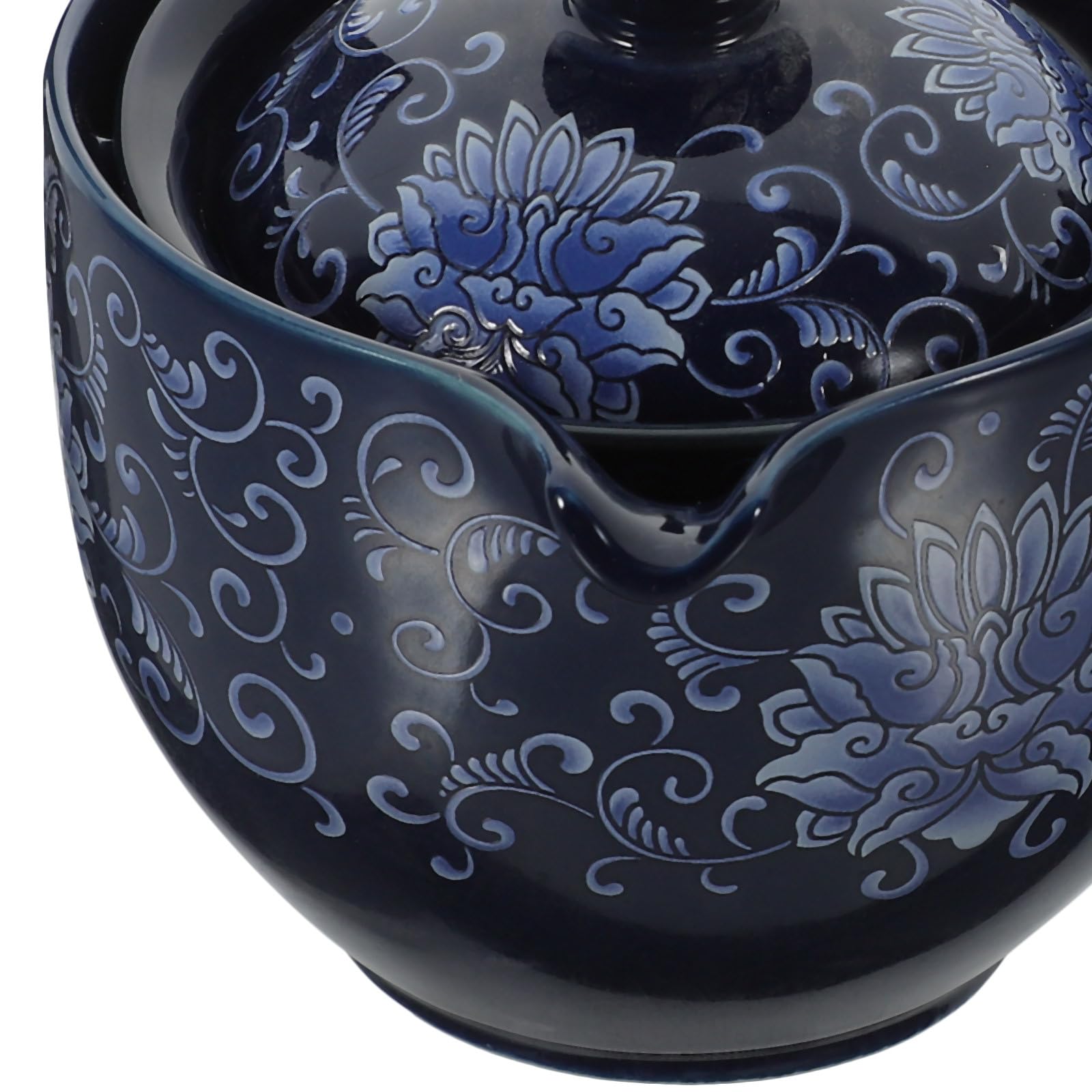 Tetera Giratoria de Cerámica y Madera Asa Lateral Tetera Tradicional para Preparar Té Suelto Portátil para Hogar y Oficina para Infusiones de Té