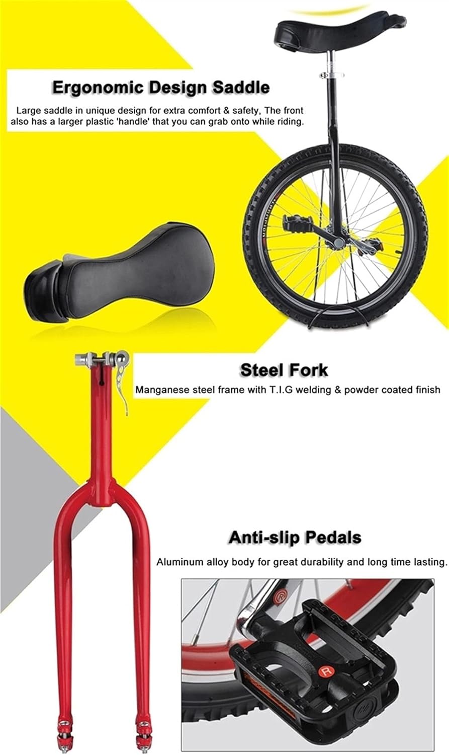 Wheel Unicycles 20"(51cm) Wheel Unicycle for Adult, Aluminum Alloy Rim and Steel Frame, Adjustable Seat Height ，Single Wheel Fitness Scooter Acrobatic Car with Parking Rack， Loads 150kg(Blue)