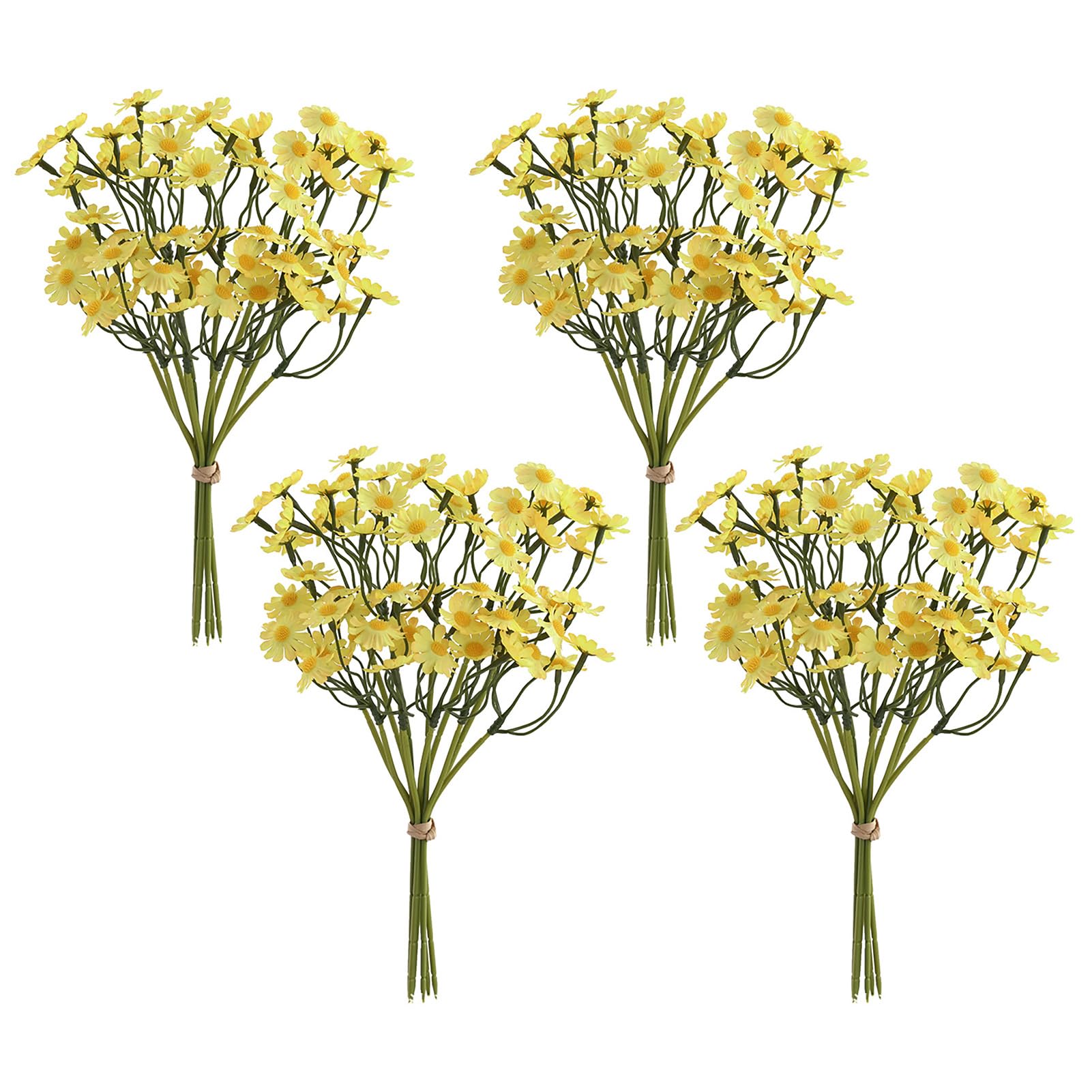 JYCRA 4 Pcs Small Daisy Artificial Flowers,Mini Daises Flowers,Faux Chamomile Silk Flowers,Faux Silk Tiny Daisy Flowers for Home Garden Vase Decor (C)