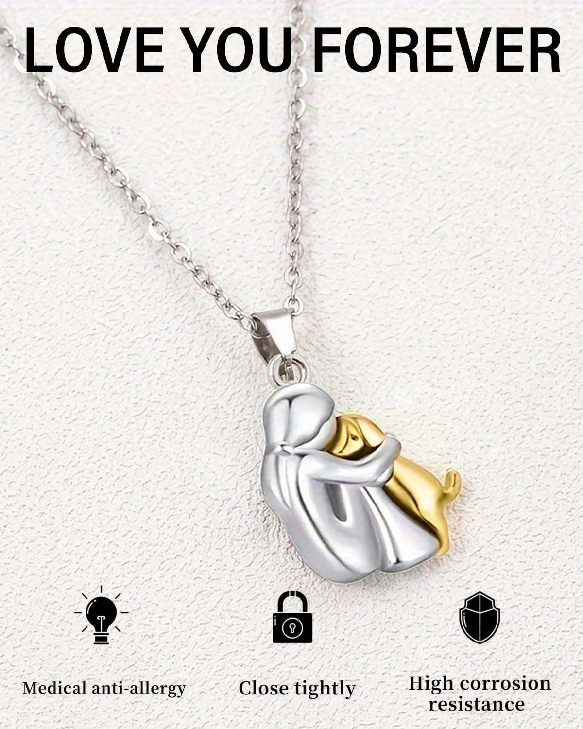 Collana con cane, Collana con abbraccio di cane e ragazza, ciondolo con animale in argento sterling 925, regalo perfetto per ragazze, figlie, madri, amiche