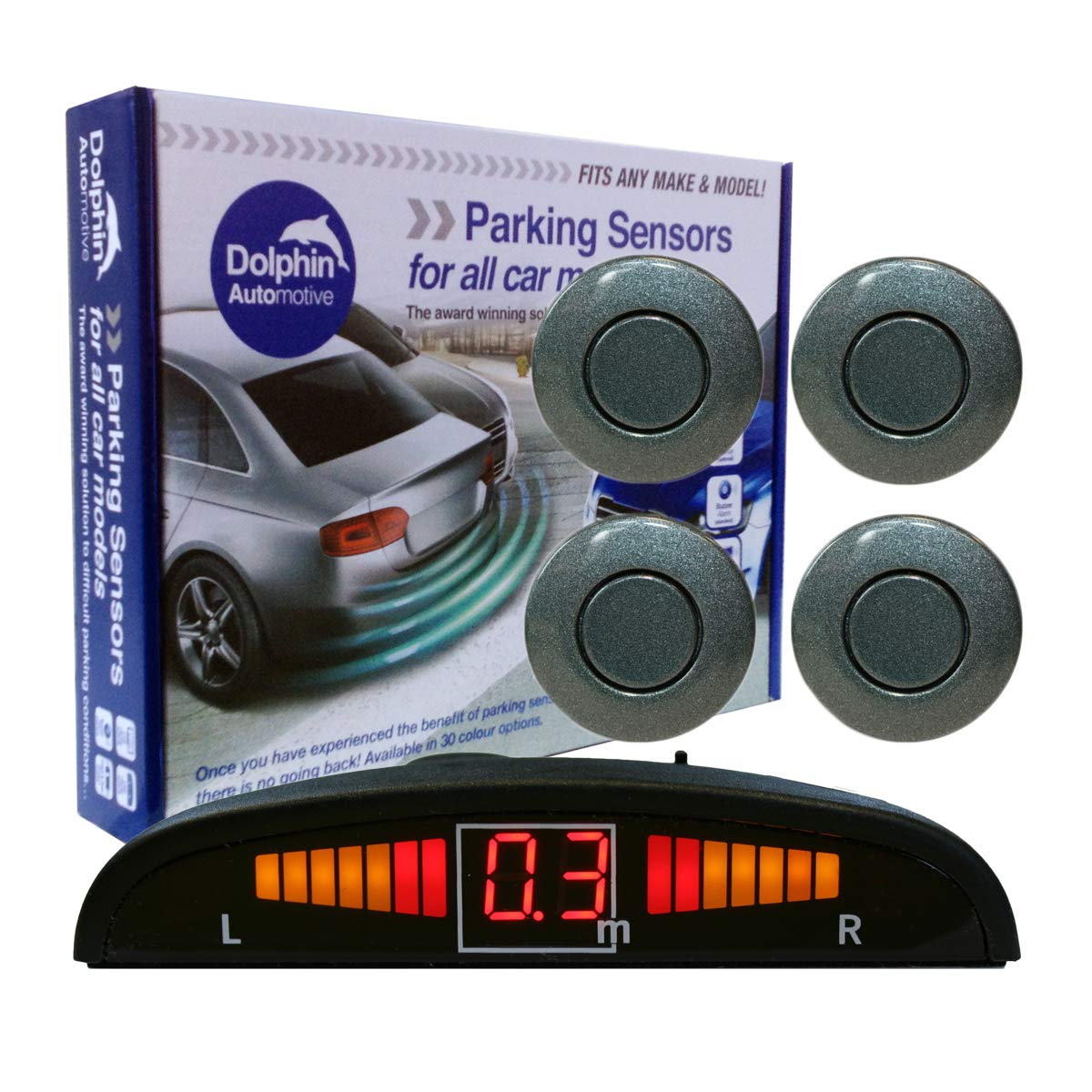 Dolphin Automotive DPS450 Reverse Parking Sensors In 32 Colours 4 Ultrasonic Radar Sensors Kit Audio & Display Alert System - Matt Black — view 19