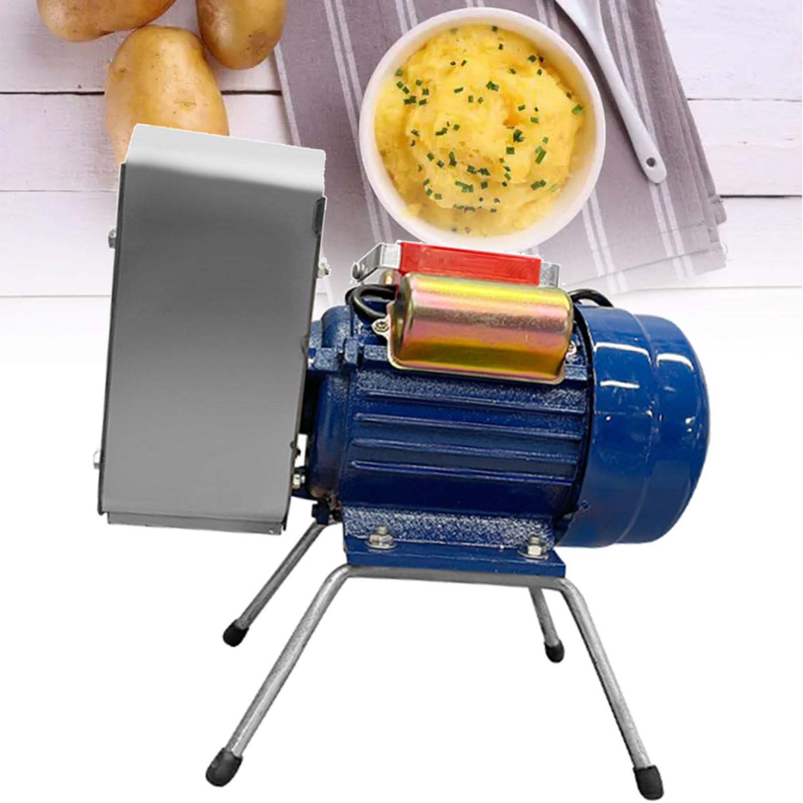 Kommerzieller elektrischer Kartoffelstampfer, 750-W-Kartoffelstampfer aus Edelstahl, Welle und Getriebe für präzises Mahlen, Produktionseffizienz 20–30 kg/Stunde, für Knoblauch, Tomaten