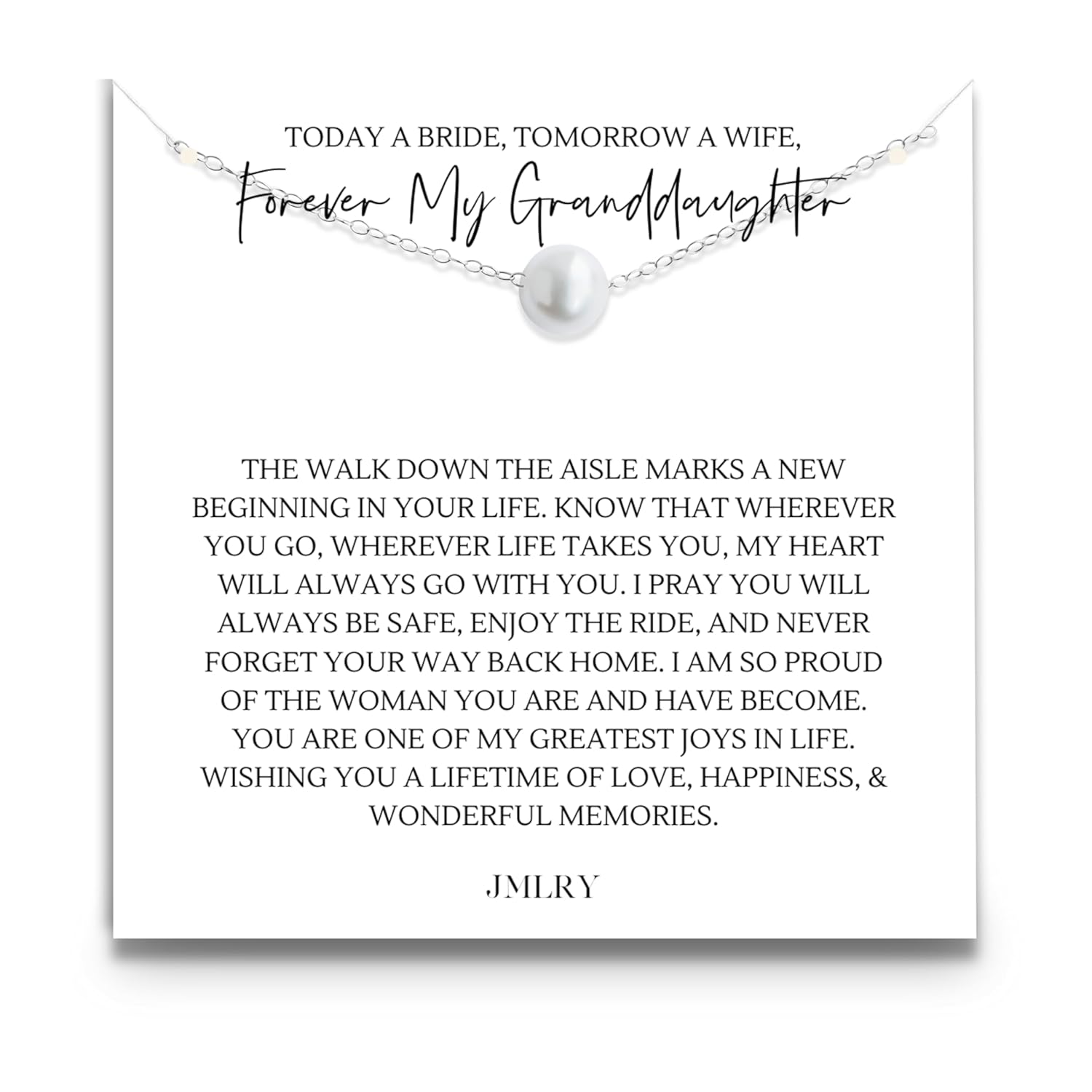 Granddaughter Wedding Gifts from Grandma Grandpa - Forever Our Granddaughter - Handmade Bridal Pearl Necklace Sterling Silver