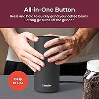 Vista 6 de Mueller Living - Molinillo de café eléctrico para especias, nueces, hierbas y granos de café, hoja afilada, acero inoxidable, color negro