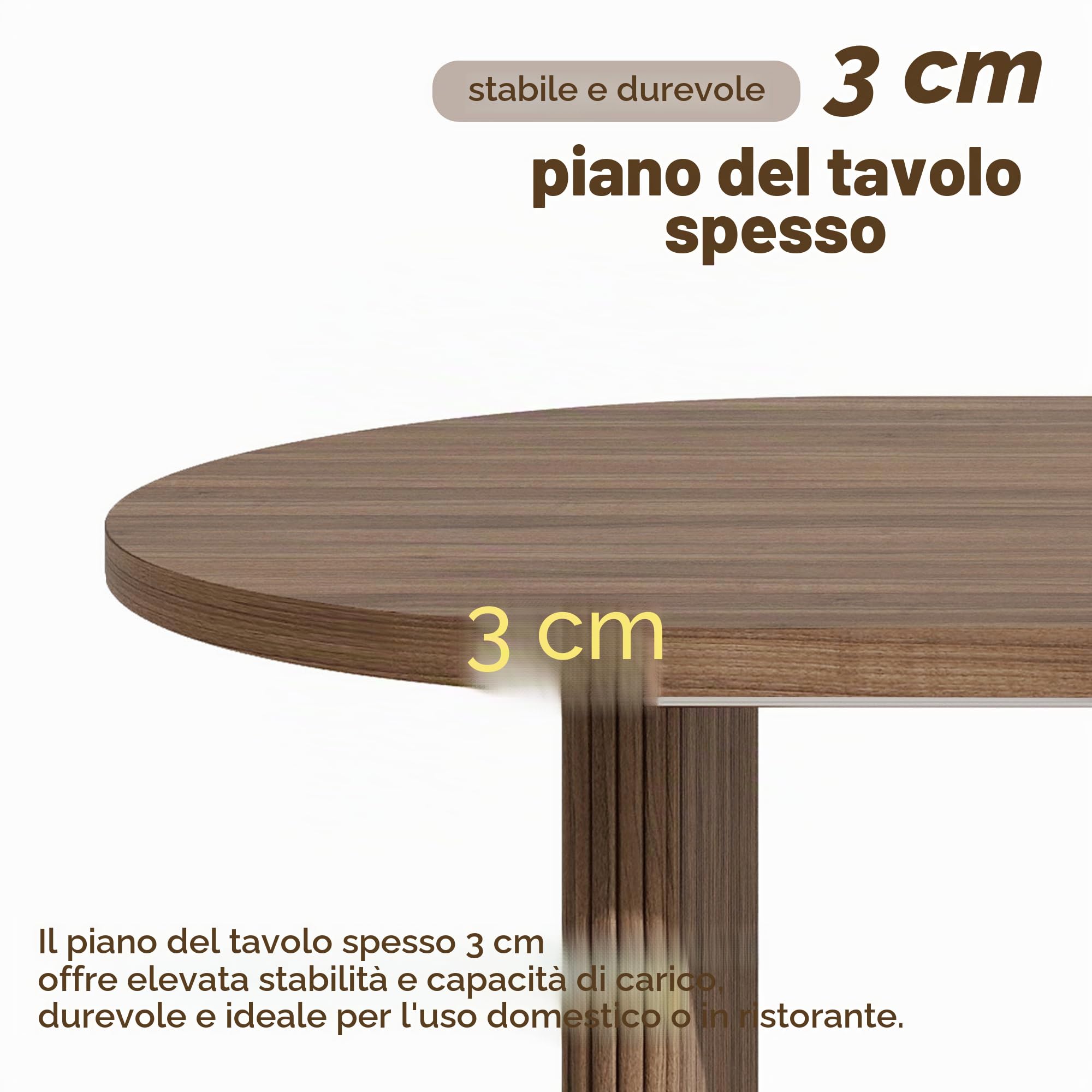 Tavolo da pranzo allungabile 140/200 x 90 cm, tavolo da pranzo per 6-8 persone, tavolo da cucina con piano da 3 cm, angoli arrotondati e gambe lamellari, moderno tavolo da pranzo in noce (noce