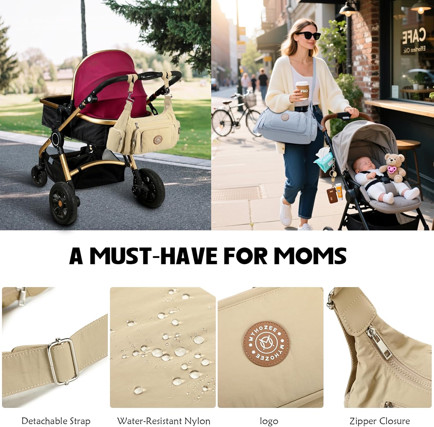 Puffer Crossbody Bags for Women Mom Large Diaper Bag Purse with Wipes & Trash Dispenser Cross Body Purses Messenger Bags | Wipes Dispenser, Trash Dispenser, Lightweight, 22L large capacity, Lots of pockets, baby stroller strap - Image 7