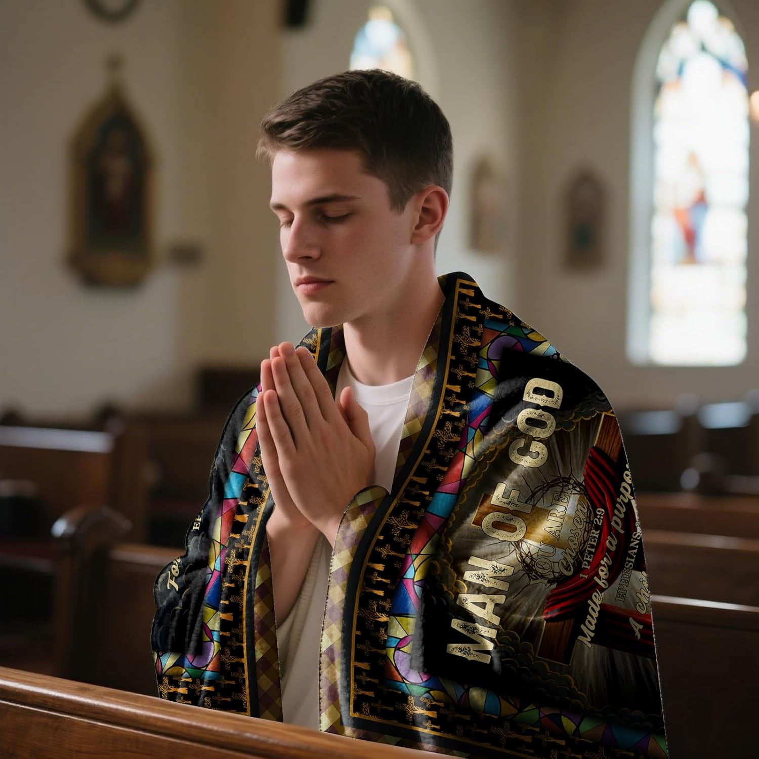 Christmas Christian Gifts for Men, Man of God Gifts for Men, Christian Blanket for Man 60"x50", Religious Gift for Mens Faith, Bible Catholic Spiritual Gift, Birthday Gift' for Man of God - Image 2