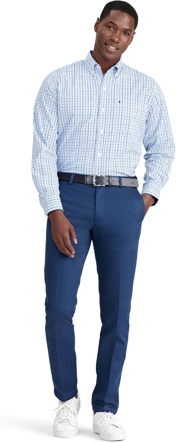 Izod Men's Performance Comfort Long Sleeve Plaid Button Down