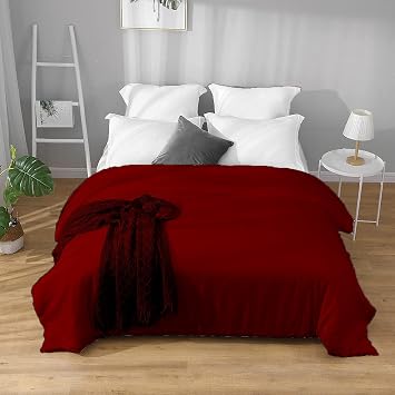 Precious Star Linen | Egyptian Cotton | Duvet Cover Twin/Twin-XL 68x90 Inch | Zipper Closure & Corner Ties | Lightweight Breathable - 1 Piece Premium Duvet Cover Burgundy Solid