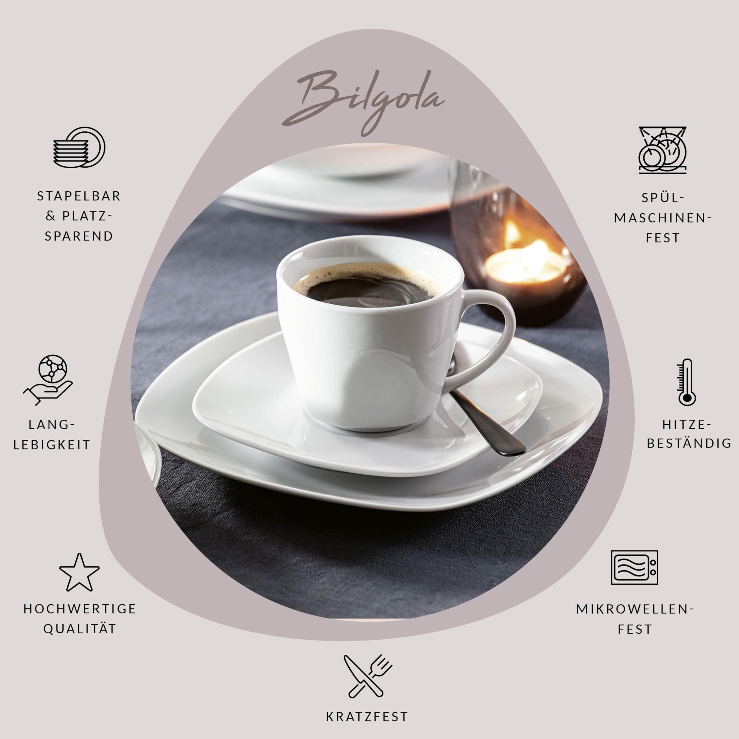 Sänger 12-teiliges Kaffeetassen Set Bilgola aus Porzellan 175 ml – Bild 2