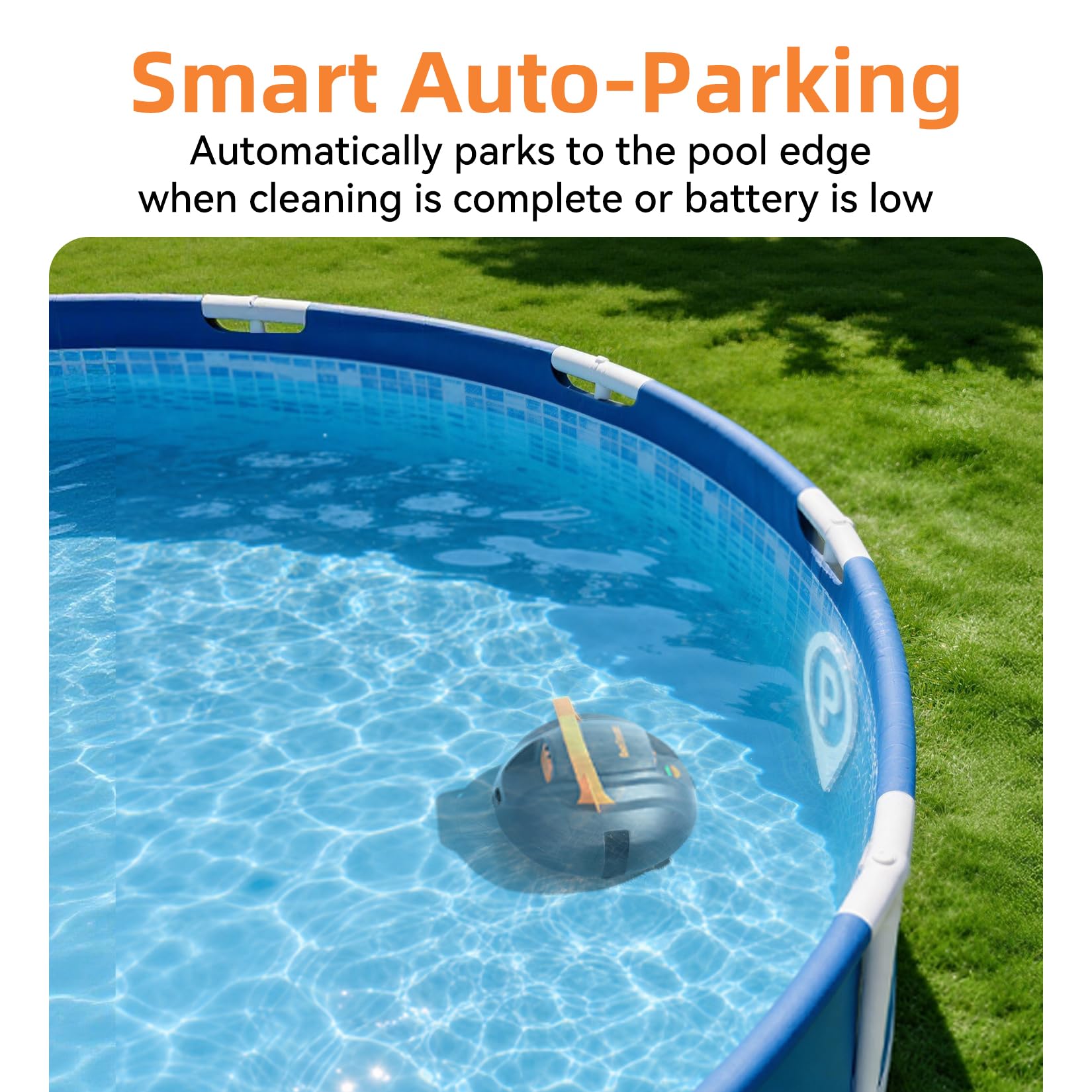 (2026 New) CoasTeering Planet Poolroboter Akku, 120 Min. Laufzeit, Auto-Parking, 2,5 Std. Schnellladung, Dual-Motor Poolsauger für Pools bis 80 m², für Aufstellpools & Schwimmbecken mit ebenem Boden
