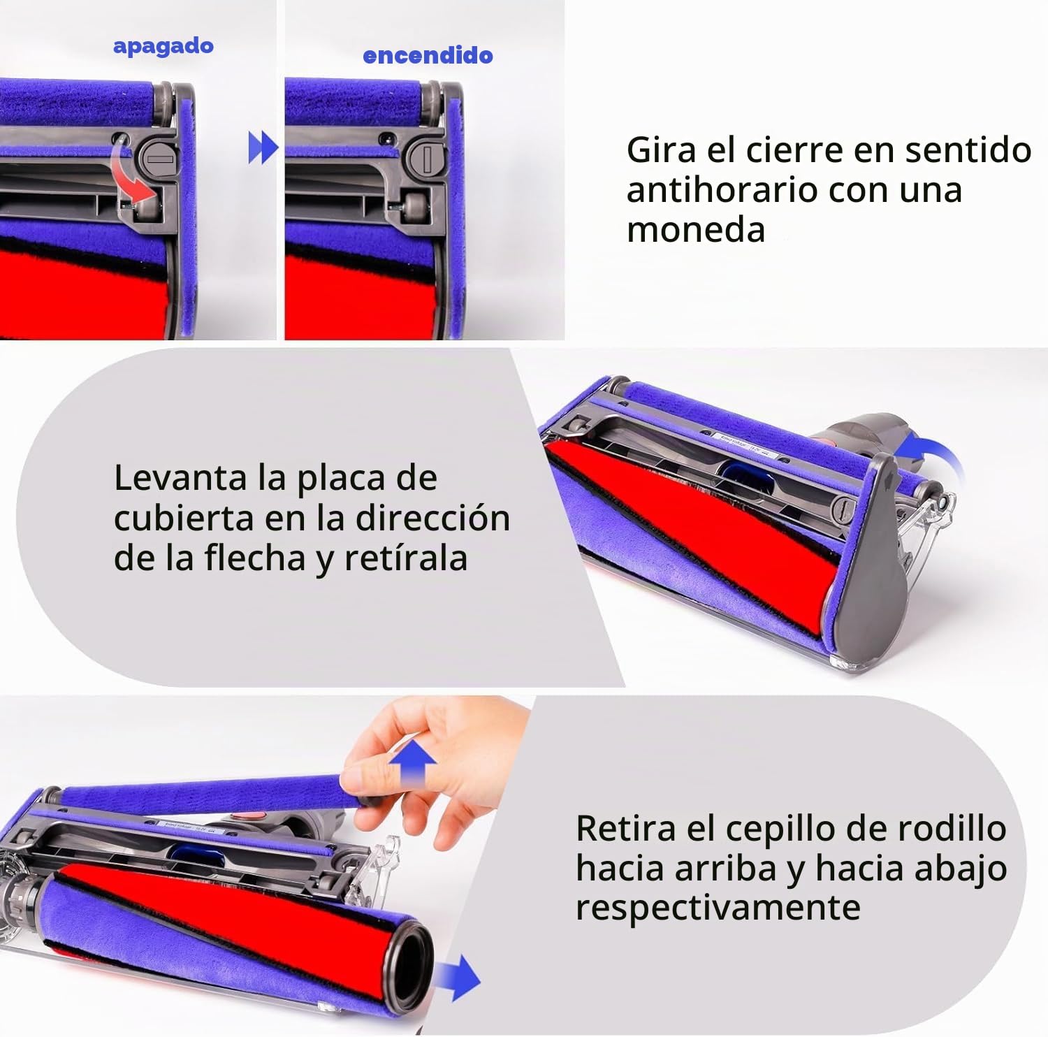 Cabeza de cepillo de rodillo para Dyson V7 V8 V10 V11 V15, Accesorio para aspirador Dyson SV10 SV11 SV12 SV14, Cepillo de suelo de rodillo suave, Cepillo de limpieza de repuesto para suelo duro
