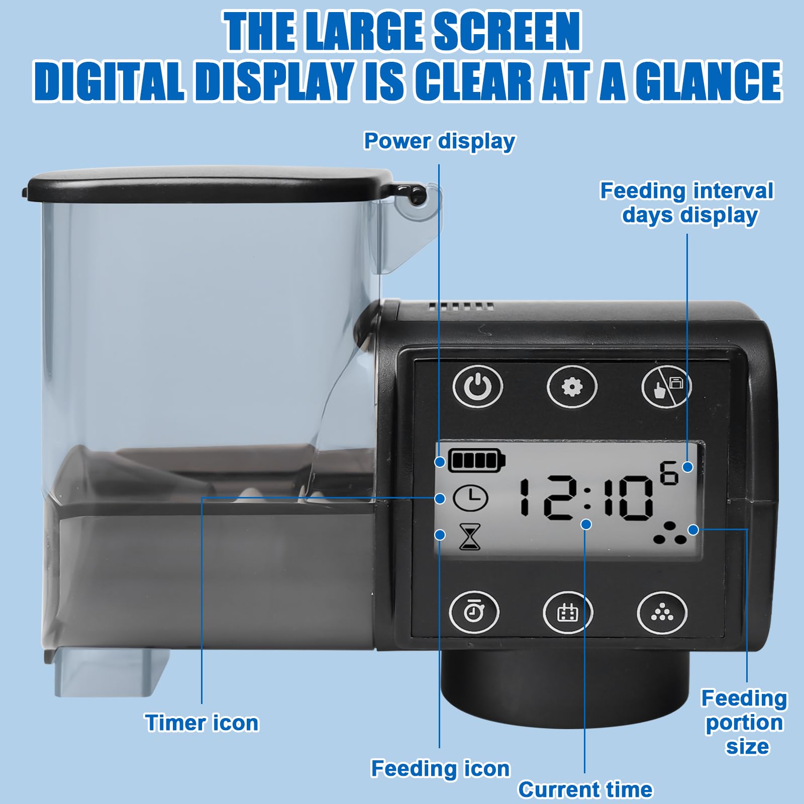 Alimentatore automatico per acquario, 250 ml, distributore automatico di alimenti per acquario, alimentazione a batteria, mangiatoia per pesce con cibo per pesci per vacanze